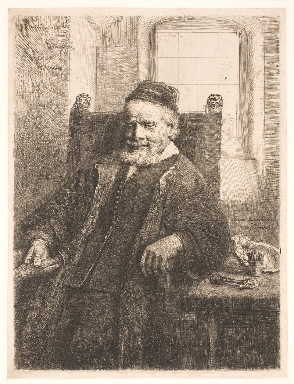 Jan Lutma, de oudere, goudsmid en beeldhouwer door Rembrandt van Rijn