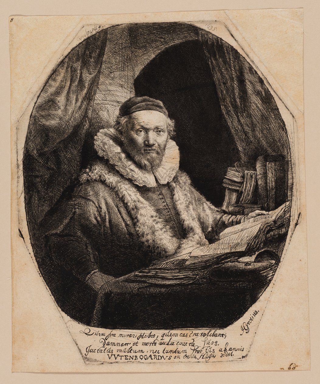 Jan Uytenbogaert, predikant van de remonstranten door Rembrandt van Rijn