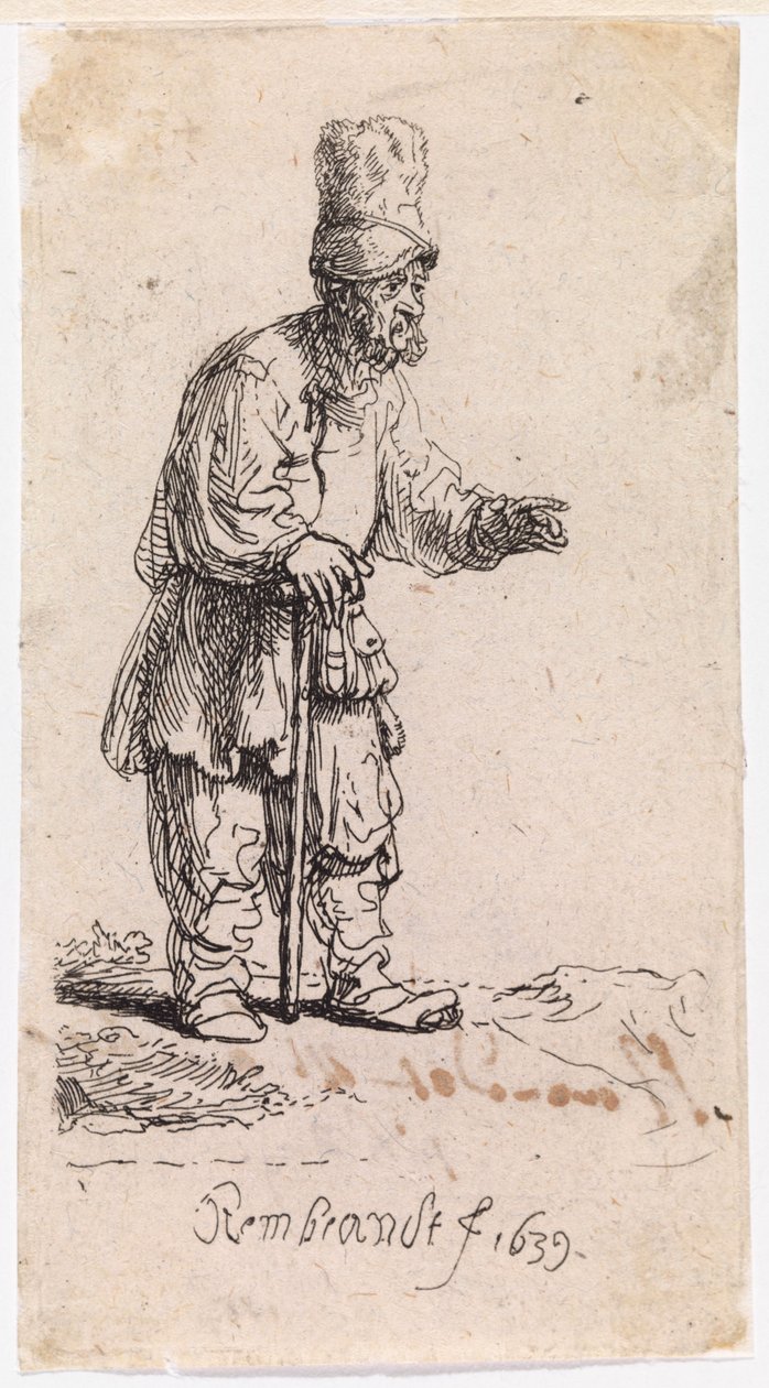 Jood met een pet met hoge klep door Rembrandt van Rijn