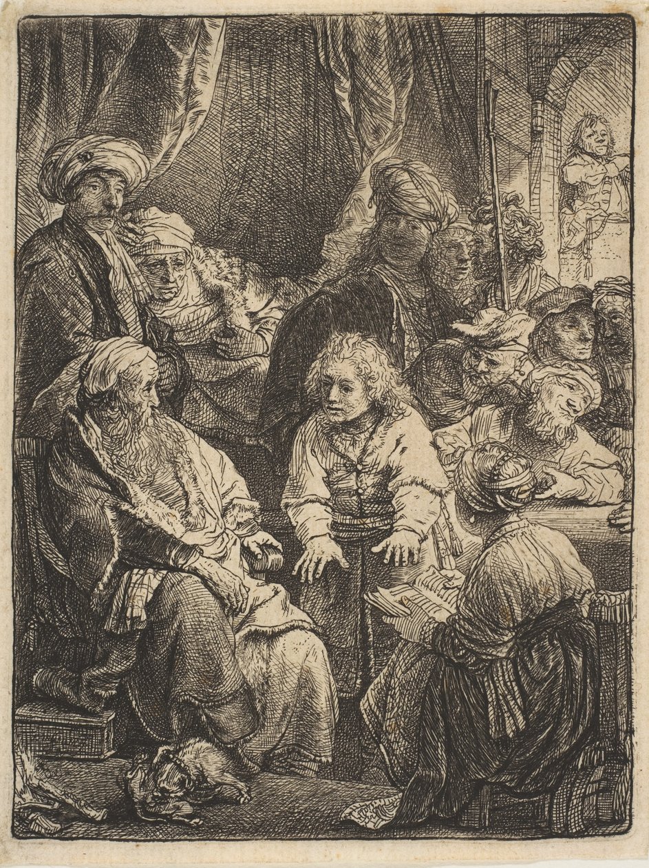 Jozef vertelt zijn dromen door Rembrandt van Rijn