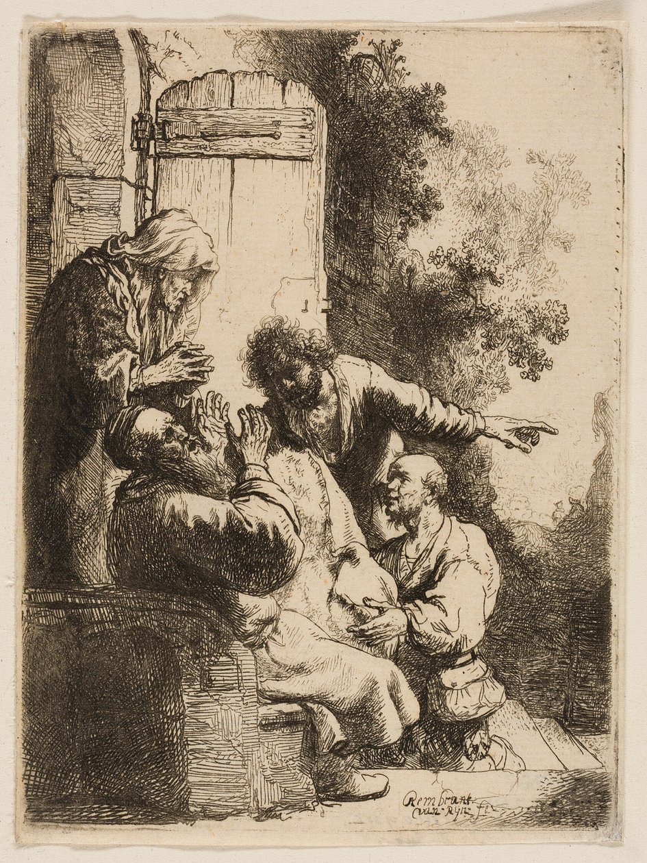 Jozefs jas naar Jakob gebracht door Rembrandt van Rijn