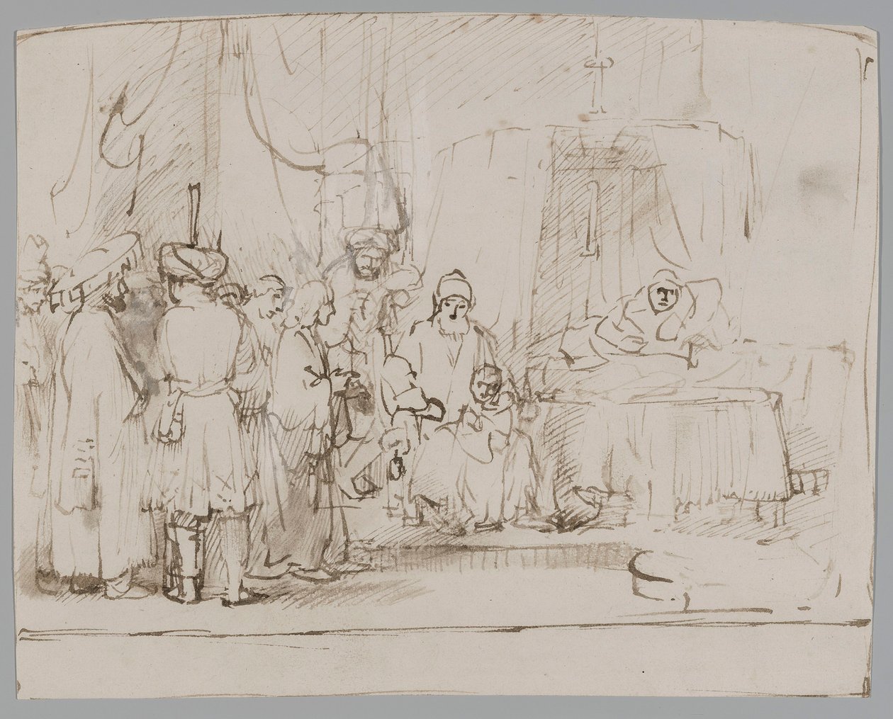 Jozef vertelt zijn dromen aan zijn ouders en broers door Rembrandt van Rijn