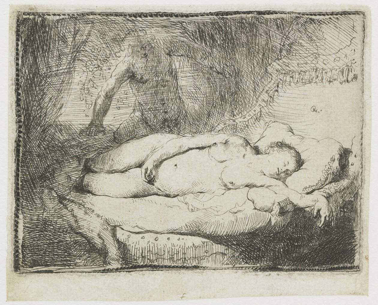 Jupiter en Antiope: kleinere plaat door Rembrandt van Rijn