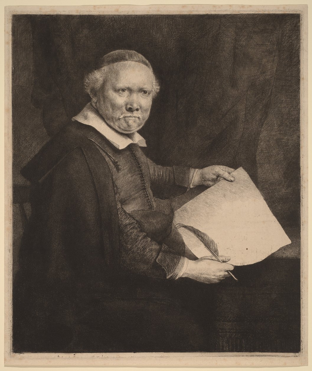 Lieven Willemsz van Coppenol: the Larger Plate door Rembrandt van Rijn