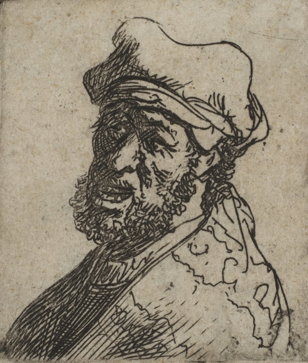 Man die Roept, Driekwart Links: Buste door Rembrandt van Rijn