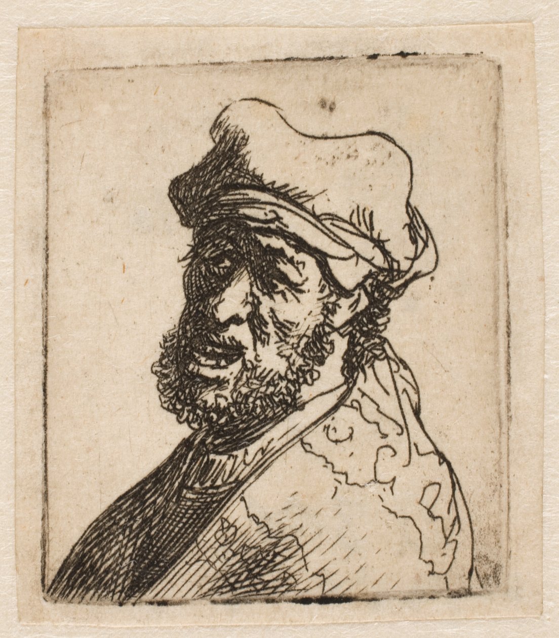 Een man die het uitschreeuwt, driekwart links: buste door Rembrandt van Rijn
