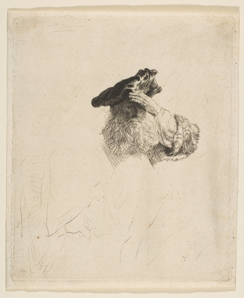 Oude Man die zijn Ogen Schaduwt met zijn Hand, ca. 1639 door Rembrandt van Rijn