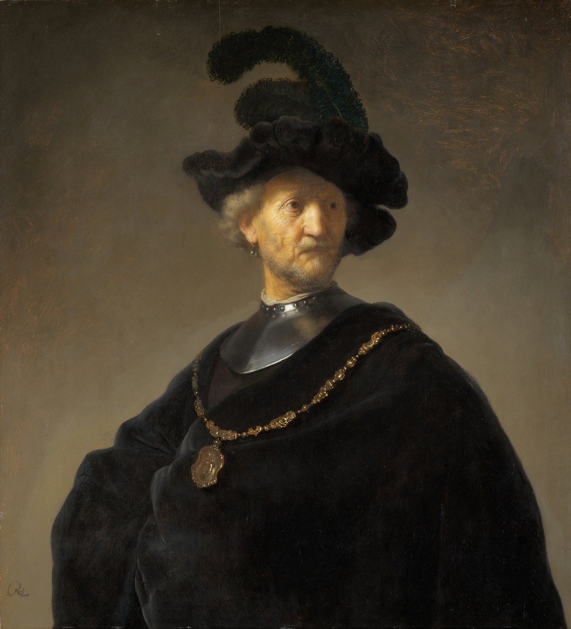 Oude man met een gouden ketting, 1631 door Rembrandt van Rijn