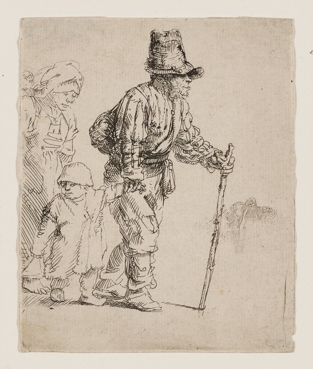 Een boerengezin op zwerftocht door Rembrandt van Rijn