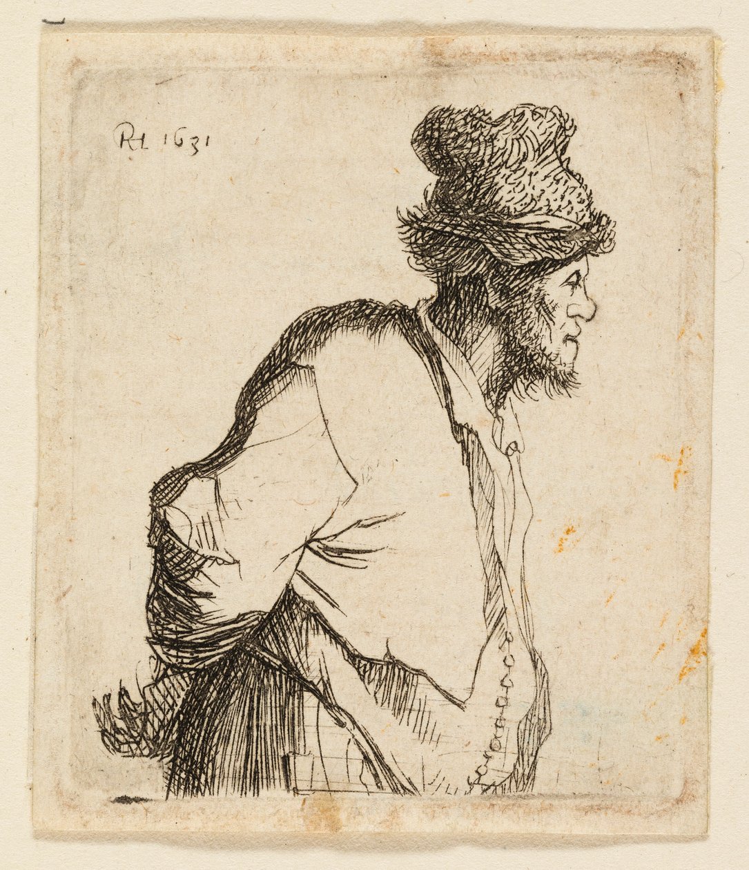 Boer met Zijn Handen Achter Zijn Rug door Rembrandt van Rijn