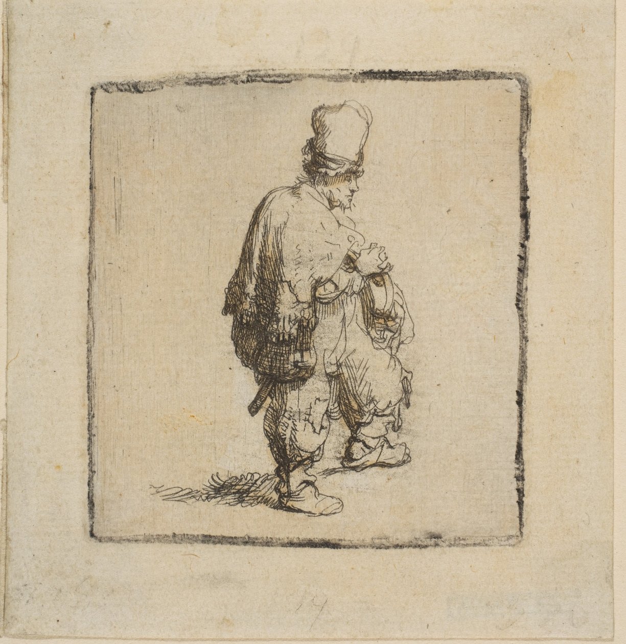 Poolse man met gekruiste armen door Rembrandt van Rijn