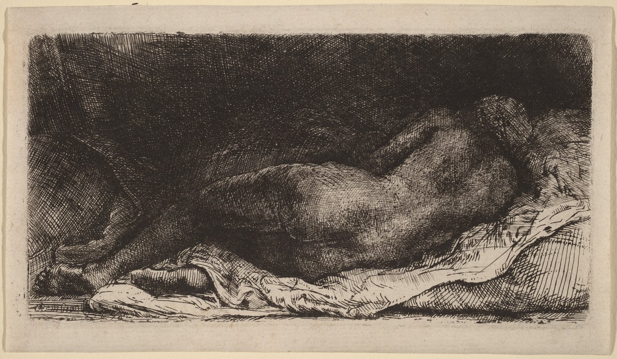 Liggend vrouwelijk naakt door Rembrandt van Rijn