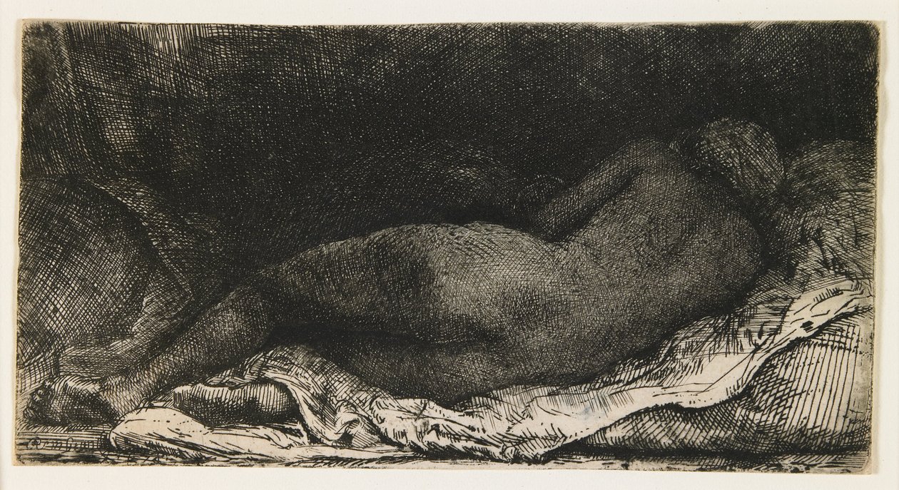 Liggende vrouw door Rembrandt van Rijn
