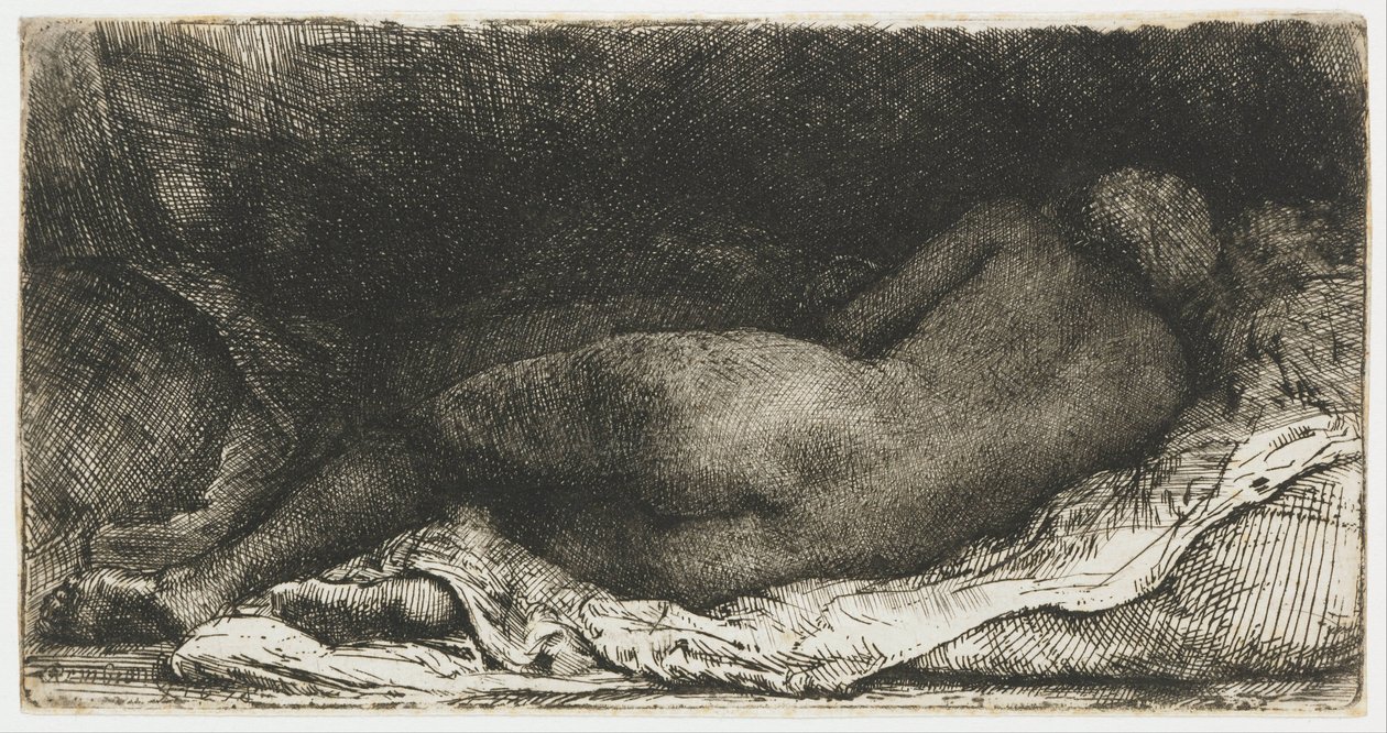 Liggende vrouwelijke naakt door Rembrandt van Rijn