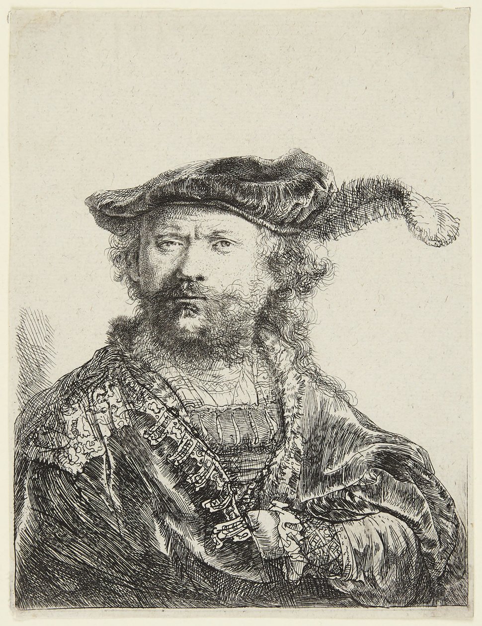 Rembrandt in Velvet Cap door Rembrandt van Rijn
