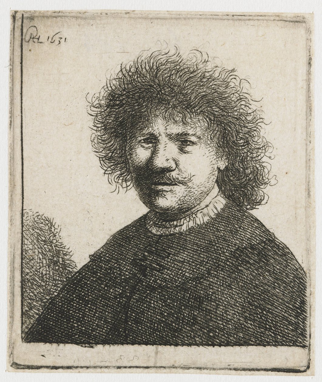 Zelfportret in een mantel met vallende kraag: buste door Rembrandt van Rijn