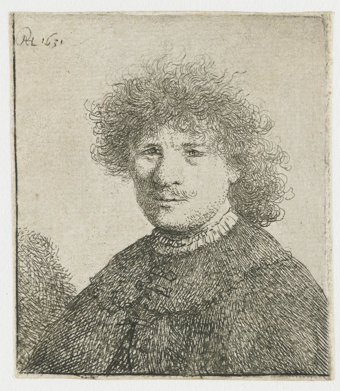 Zelfportret in een mantel met vallende kraag: buste door Rembrandt van Rijn