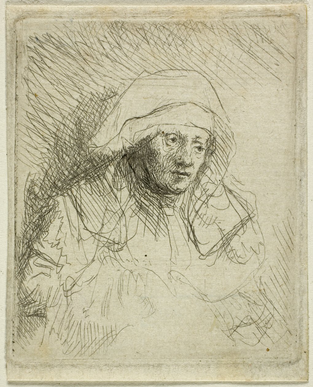 Zieke vrouw met een grote witte hoofddoek (Saskia) door Rembrandt van Rijn