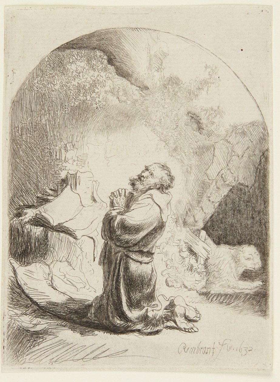 De biddende Sint-Hieronymus door Rembrandt van Rijn