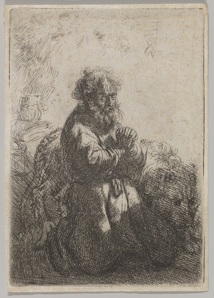St. Hiëronymus in Gebed, 1635 door Rembrandt van Rijn