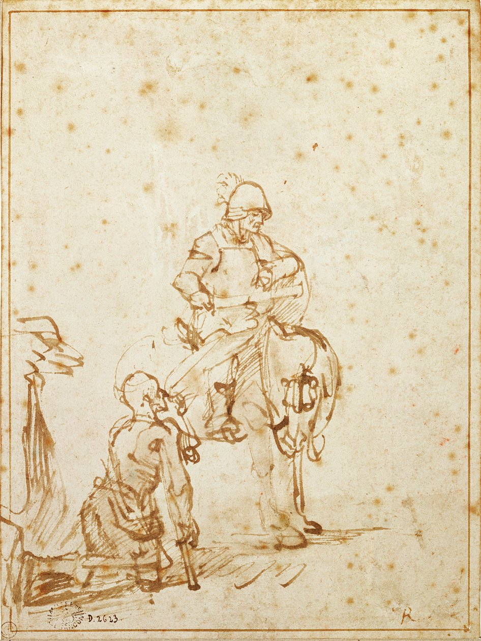 St. Martin en de bedelaar door Rembrandt van Rijn