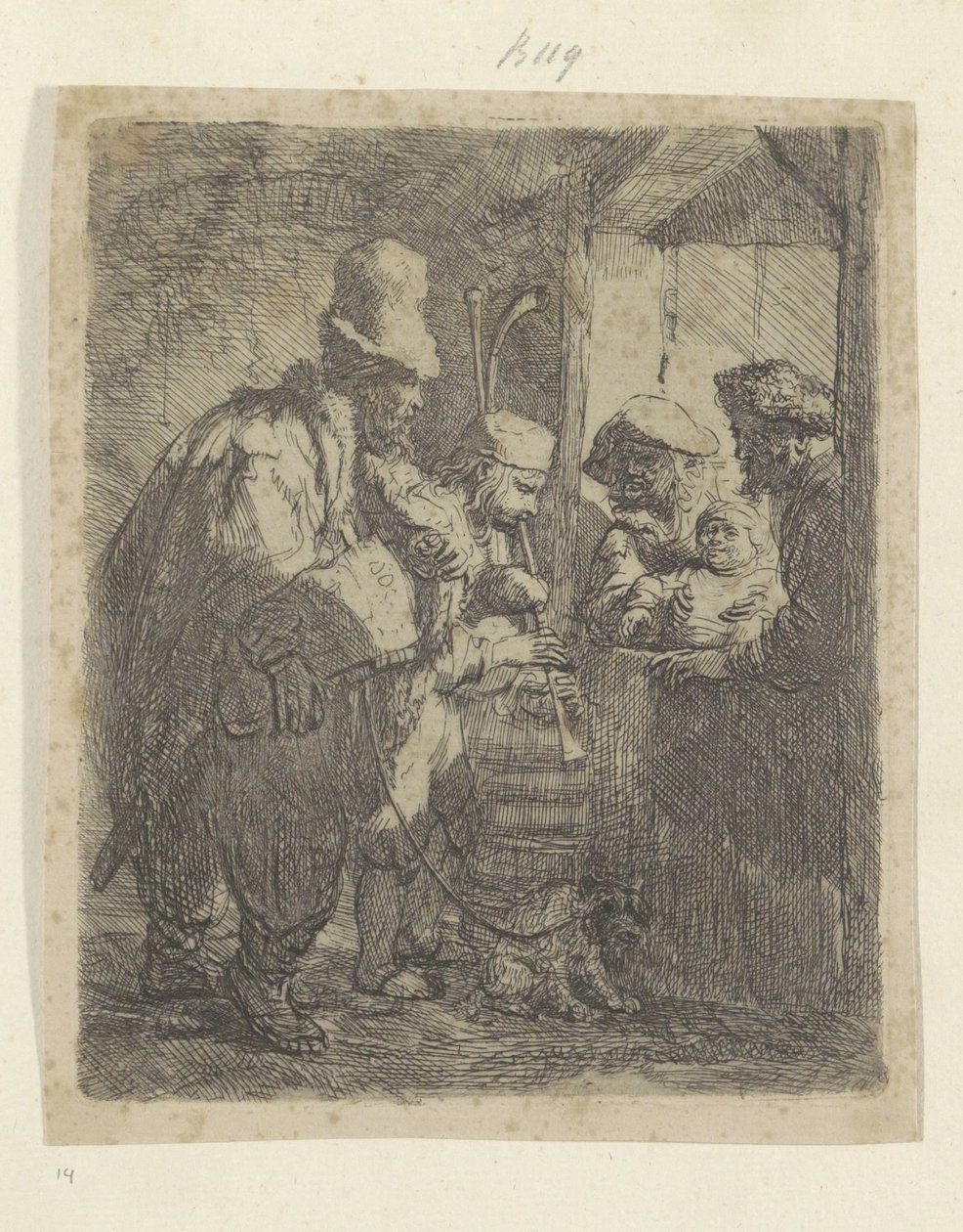 Straatmuzikanten door Rembrandt van Rijn