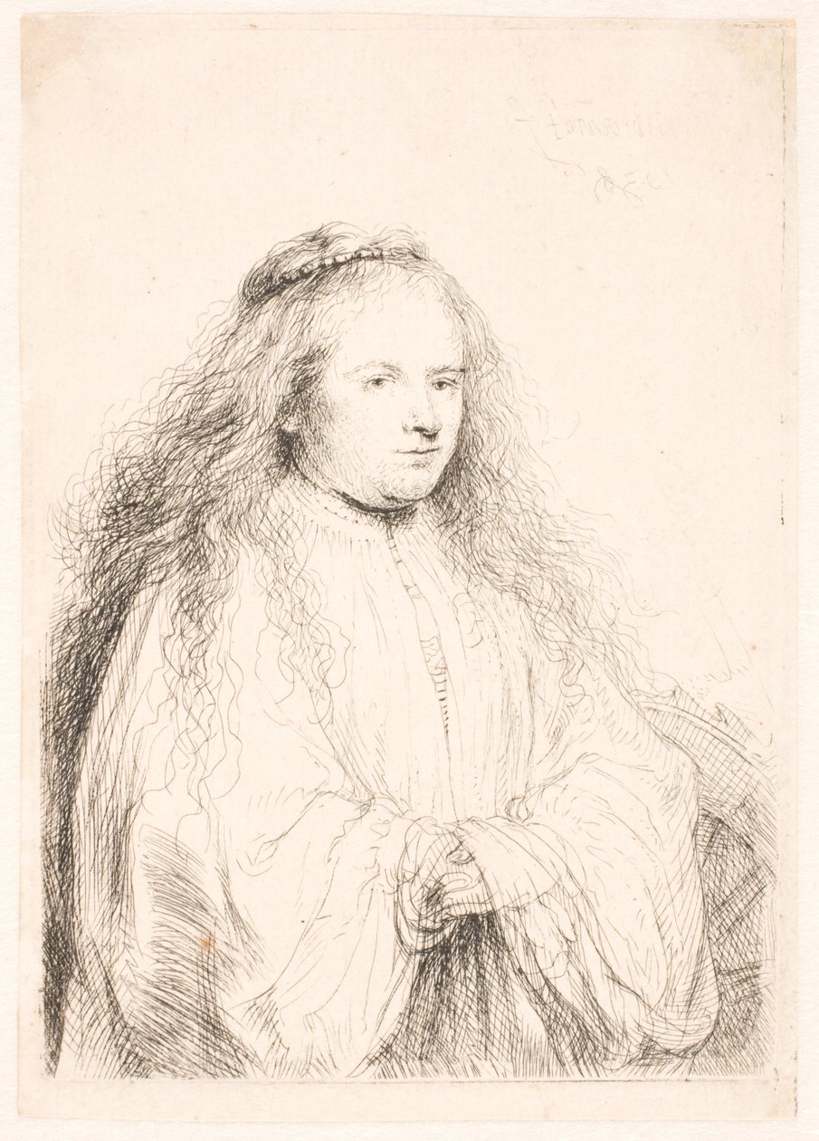 Studie van Saskia als S. Catharina (de "Kleine Joodse bruid") door Rembrandt van Rijn