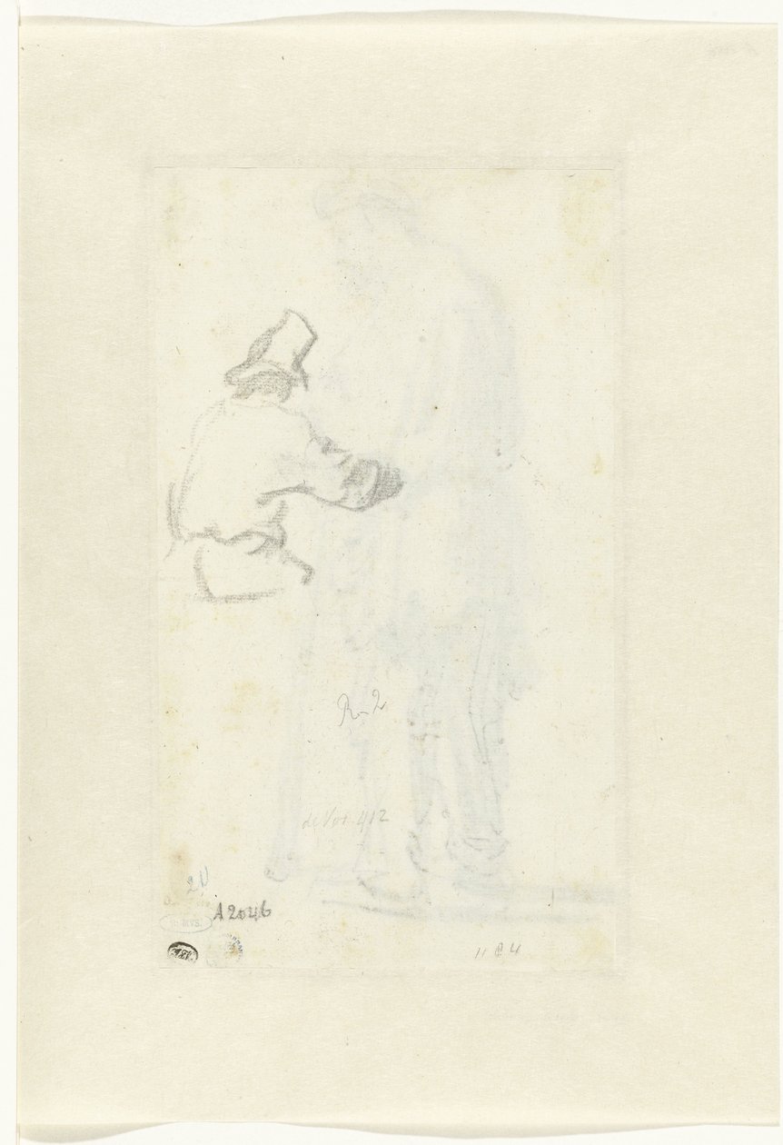 Studie van een man, gezien van achteren door Rembrandt van Rijn