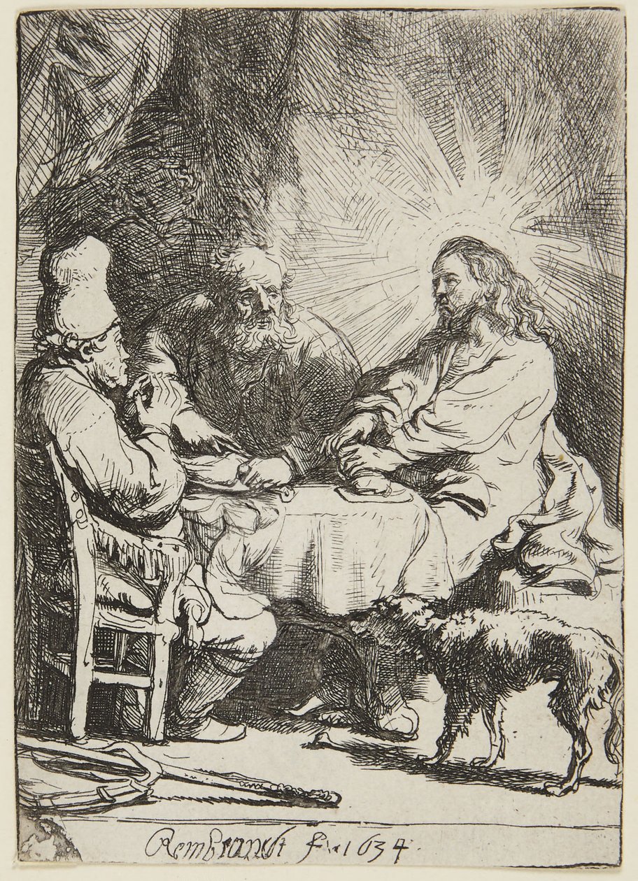 Avondmaal in Emmaüs (klein bord) door Rembrandt van Rijn