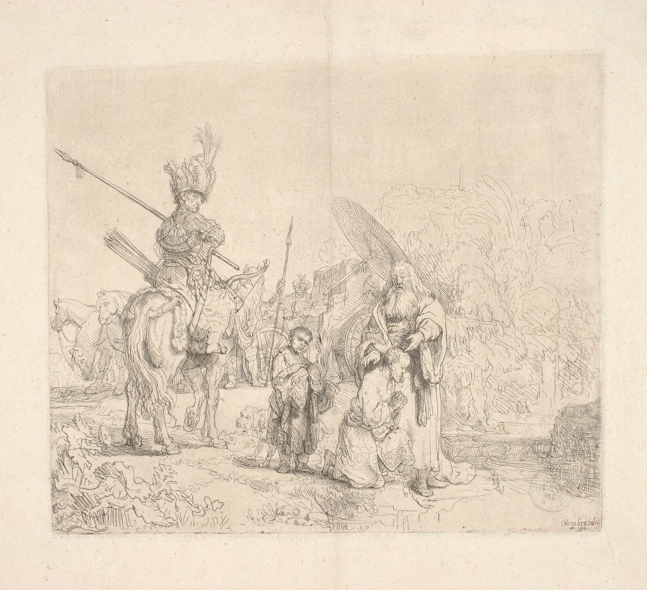 De heilige Filippus, diaken, doopt een hoveling van de Ethiopische koningin Kandake (de zogenaamde „doop van de eunuch”) door Rembrandt van Rijn
