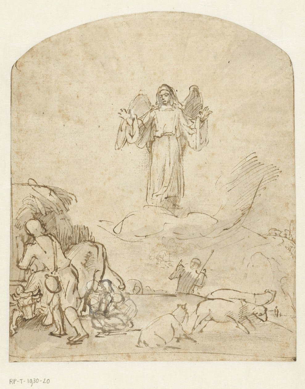 De aankondiging aan de herders door Rembrandt van Rijn