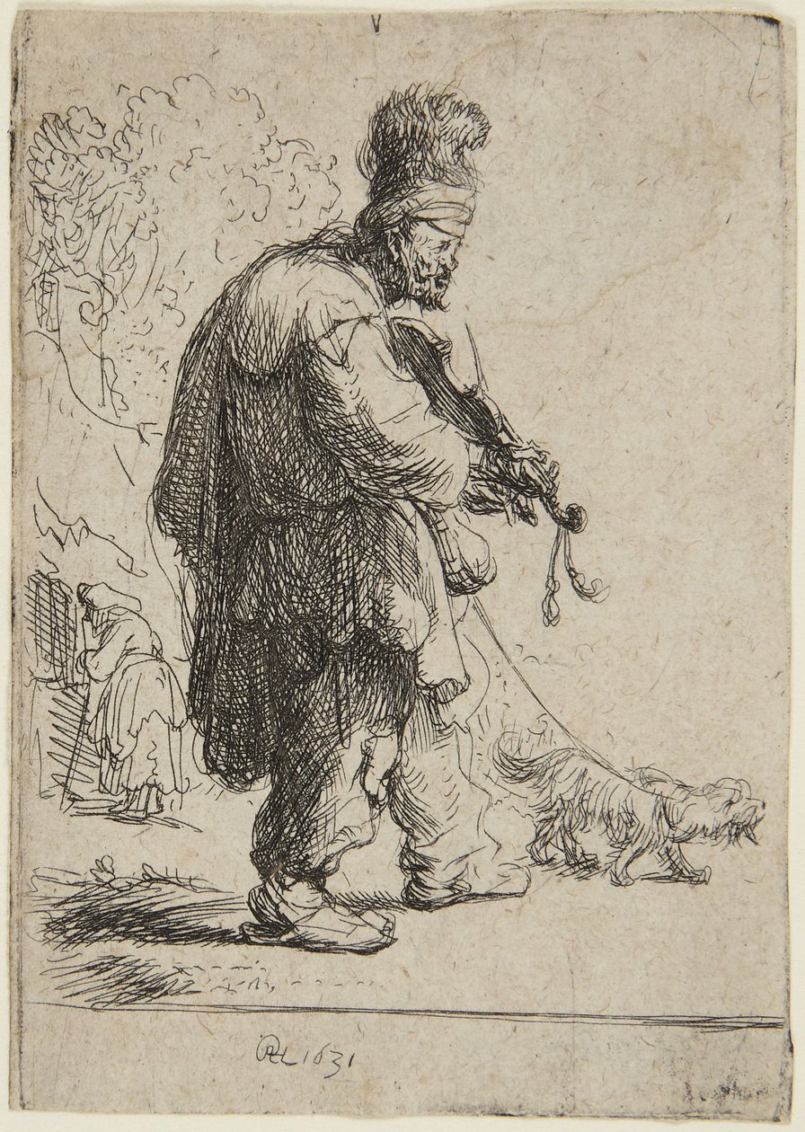 De blinde violist door Rembrandt van Rijn