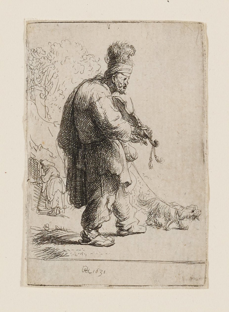De blinde violist door Rembrandt van Rijn