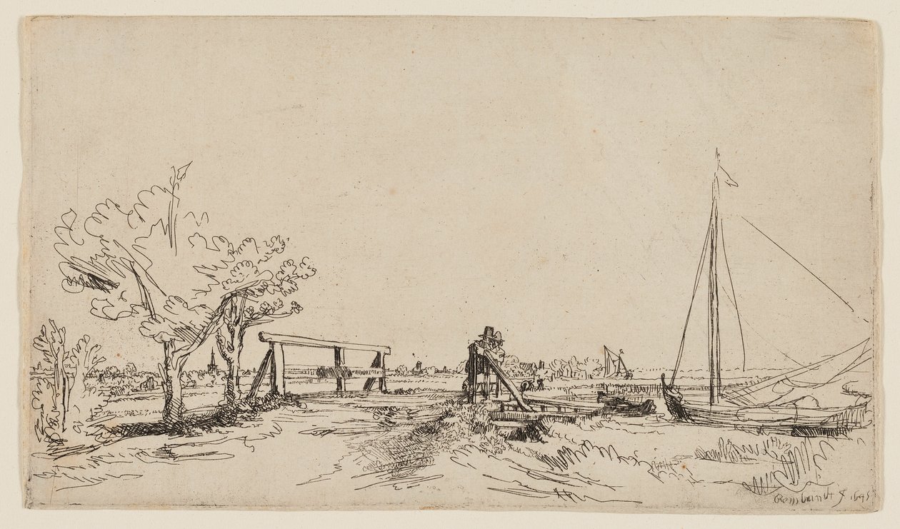 De brug bij Klein Kostverloren aan de Amstel door Rembrandt van Rijn
