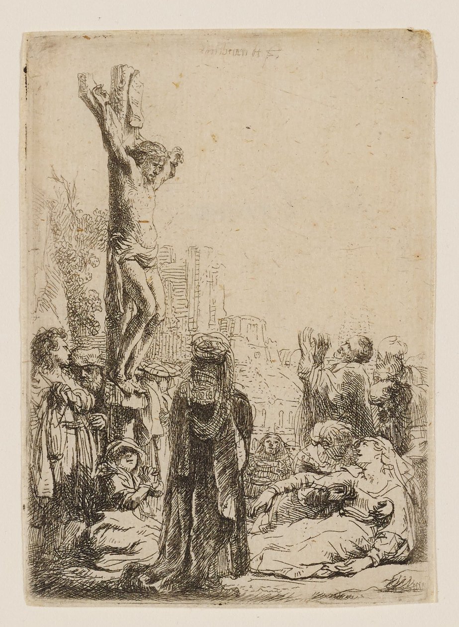 De kruisiging: klein bord door Rembrandt van Rijn