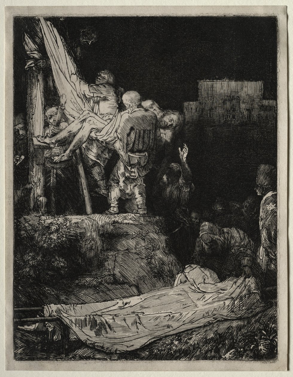 De Kruisafneming bij fakkellicht door Rembrandt van Rijn