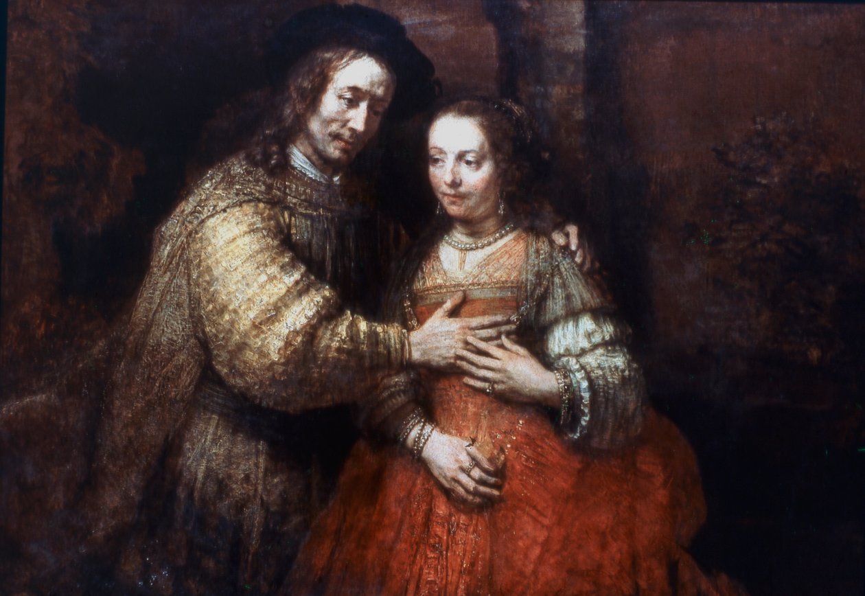 De Joodse bruid, Het liefdespaar, 1667 door Rembrandt van Rijn