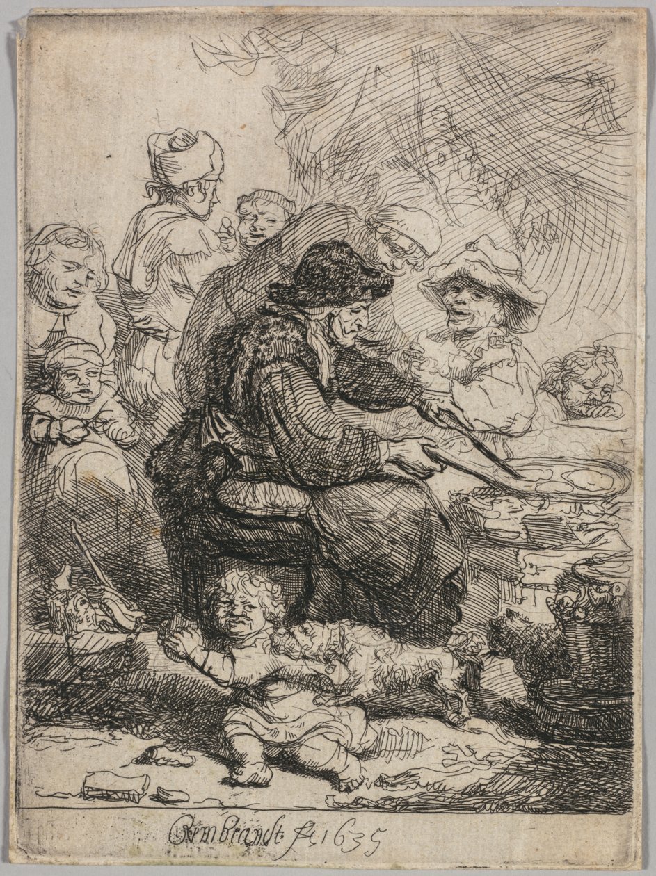 De pannenkoekenvrouw door Rembrandt van Rijn