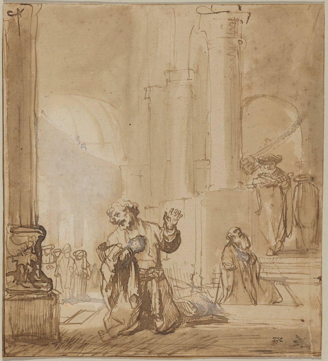 De gelijkenis van de tollenaar en de farizeeër door Rembrandt van Rijn