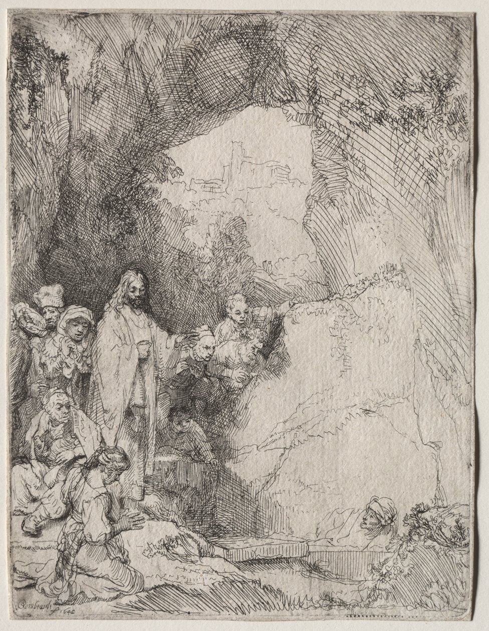 De Opwekking van Lazarus: Kleine Plaat door Rembrandt van Rijn