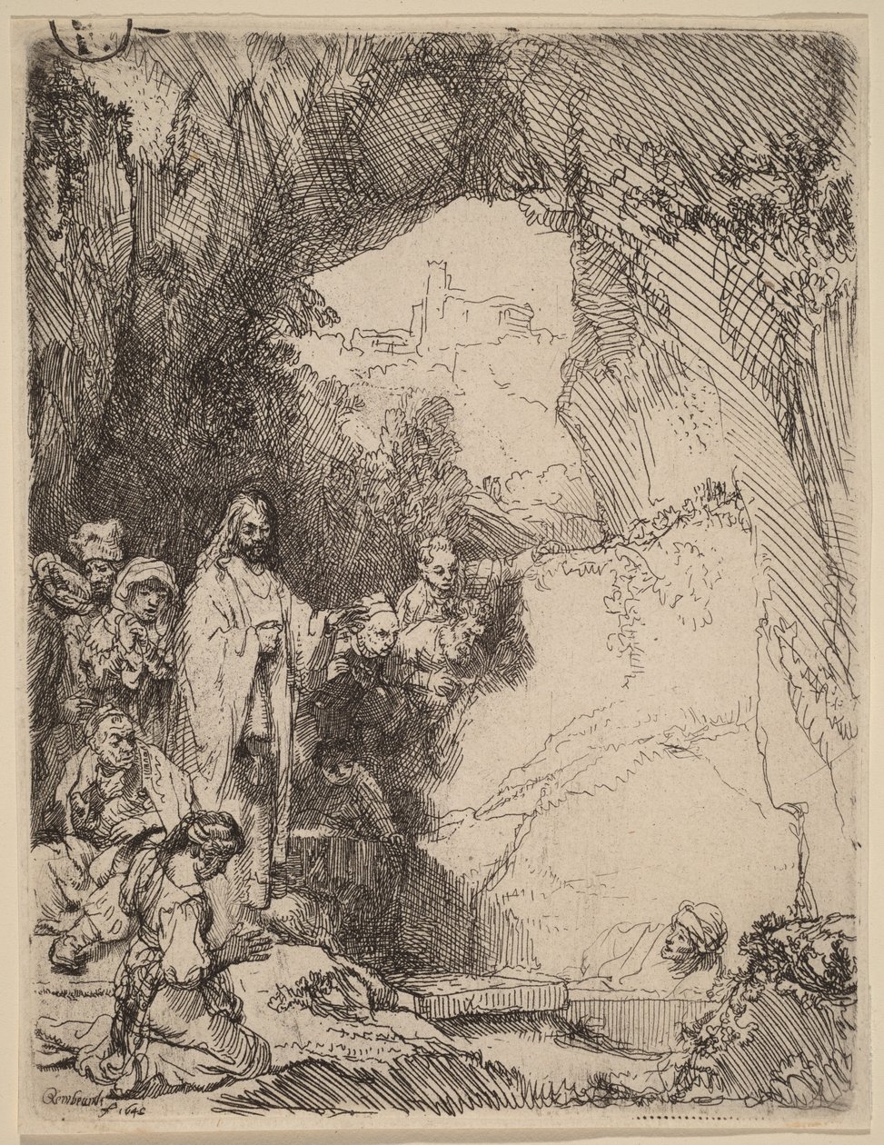 De opwekking van Lazarus: klein bord door Rembrandt van Rijn