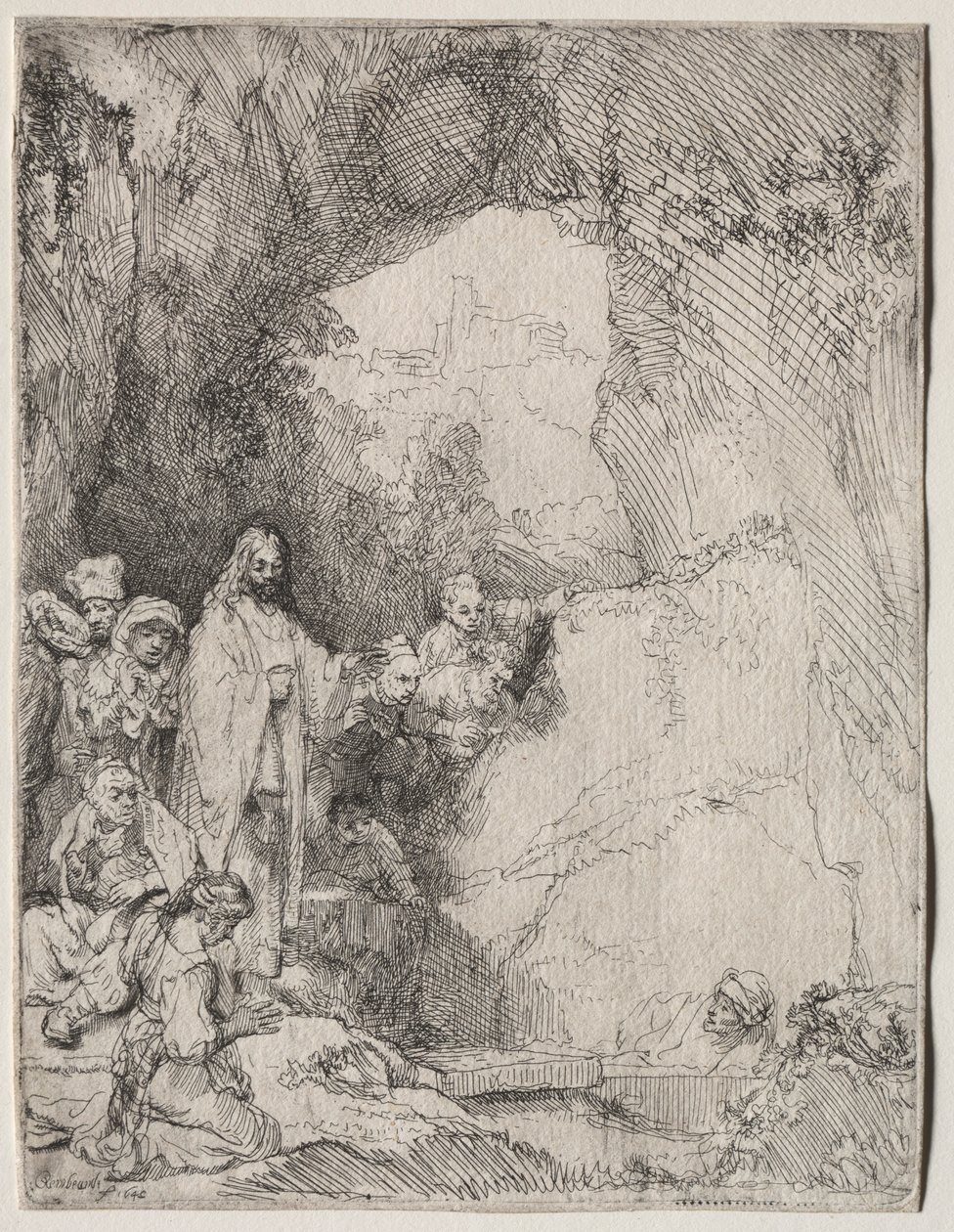 De opwekking van Lazarus: Kleine plaat, 1642 door Rembrandt van Rijn