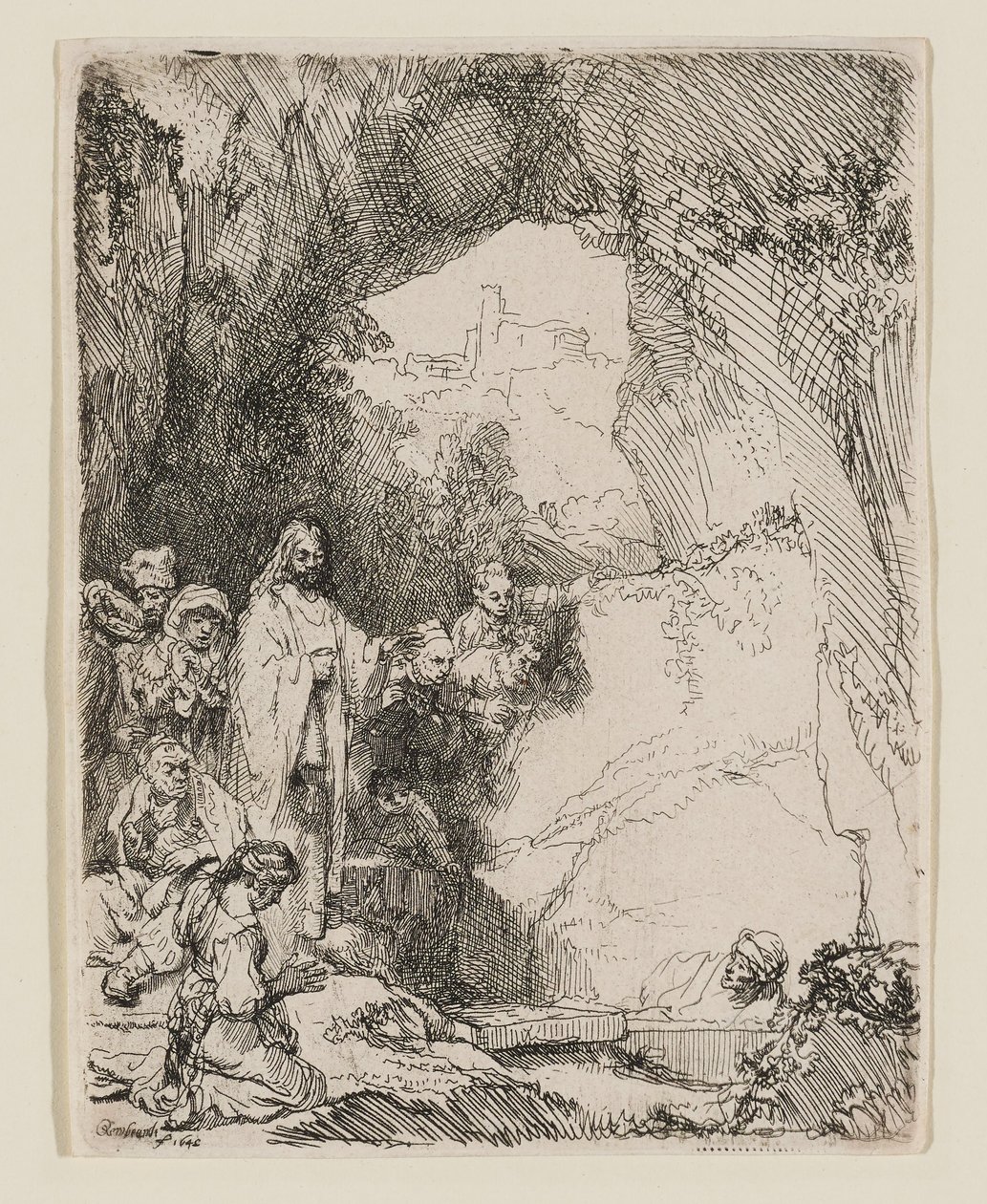 De opwekking van Lazarus: de kleinere plaat door Rembrandt van Rijn