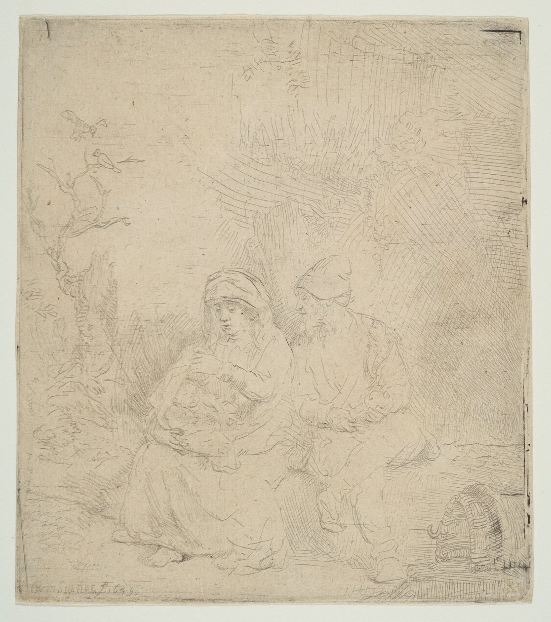 De rust tijdens de vlucht naar Egypte door Rembrandt van Rijn