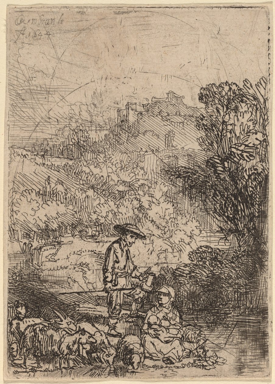 De herder en zijn familie door Rembrandt van Rijn