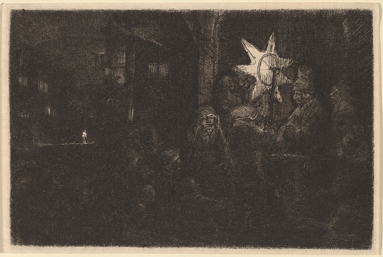 De ster van de koningen: een nachtstuk door Rembrandt van Rijn