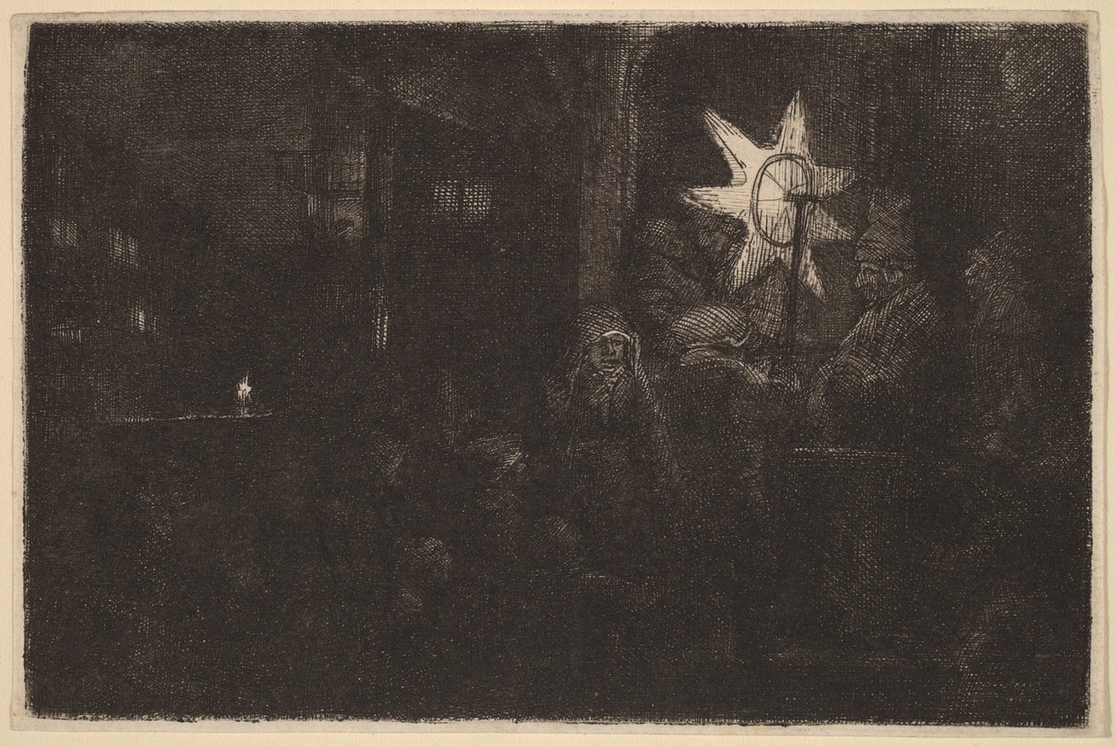 De Ster der Koningen: een nachtelijk stuk door Rembrandt van Rijn
