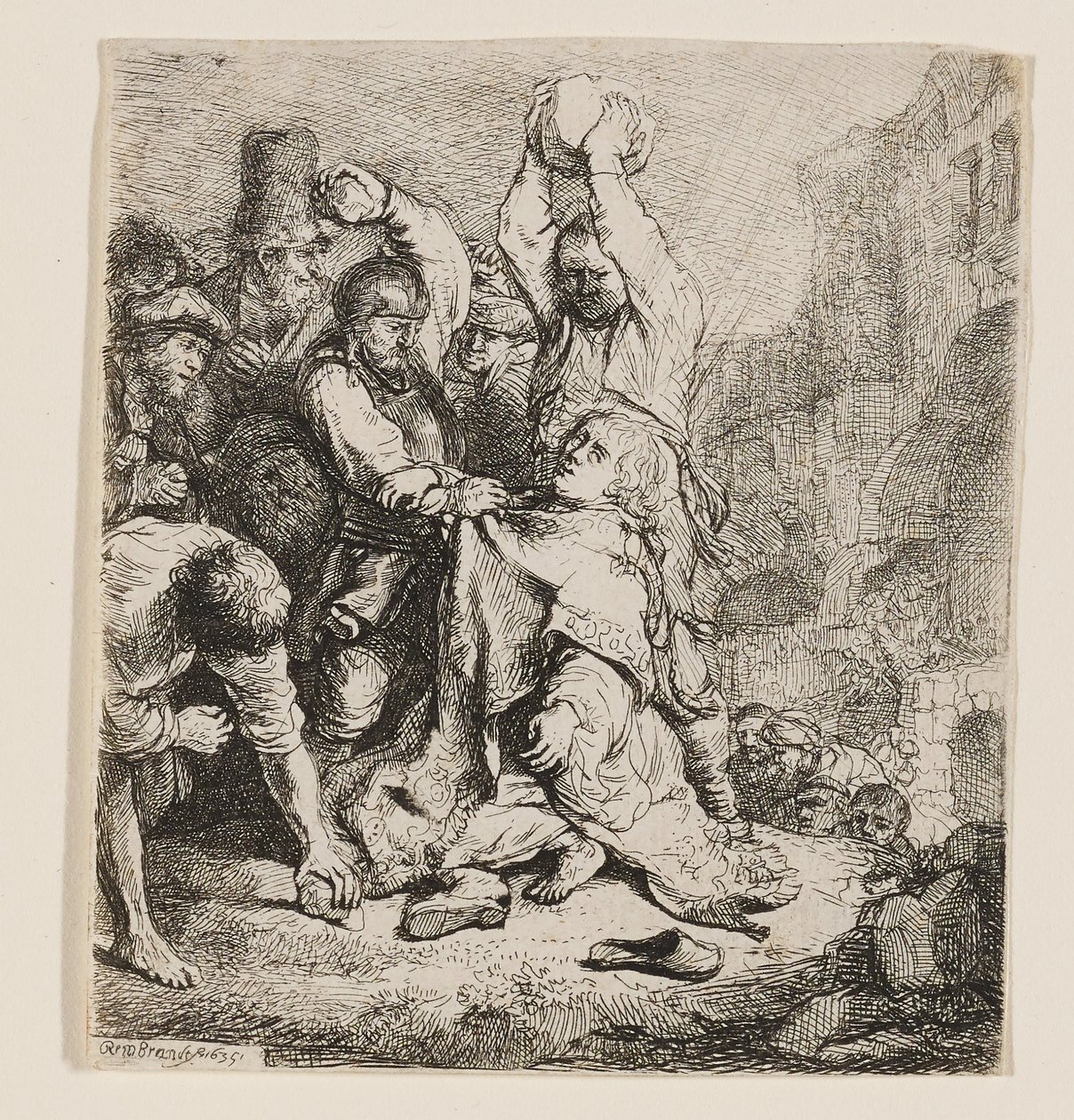 De steniging van de heilige Stefanus door Rembrandt van Rijn