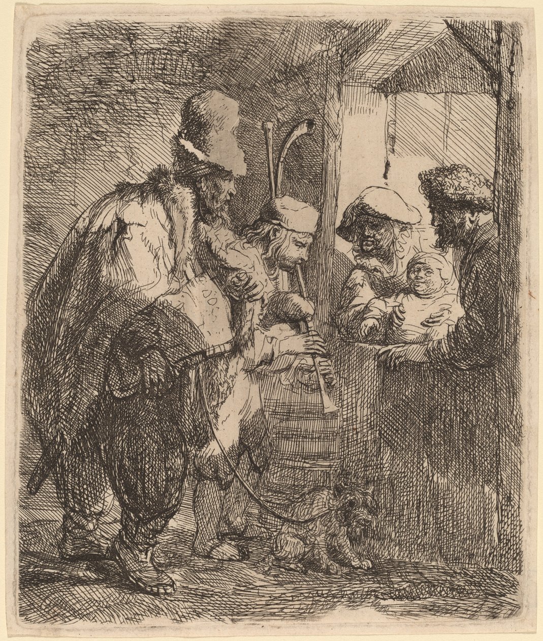 De rondtrekkende muzikanten door Rembrandt van Rijn