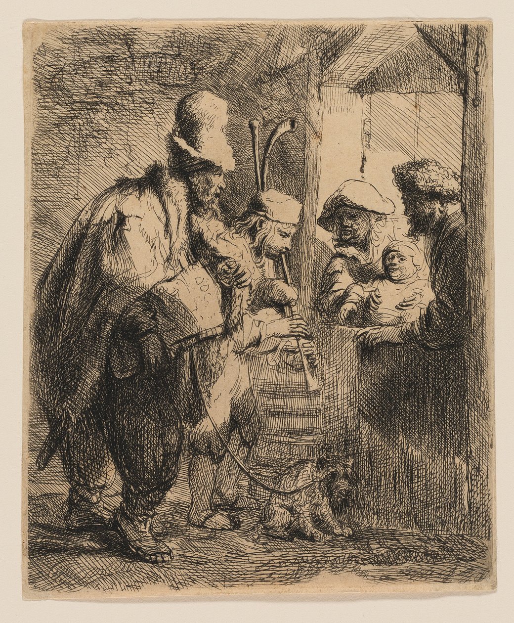 De wandelende muzikanten door Rembrandt van Rijn